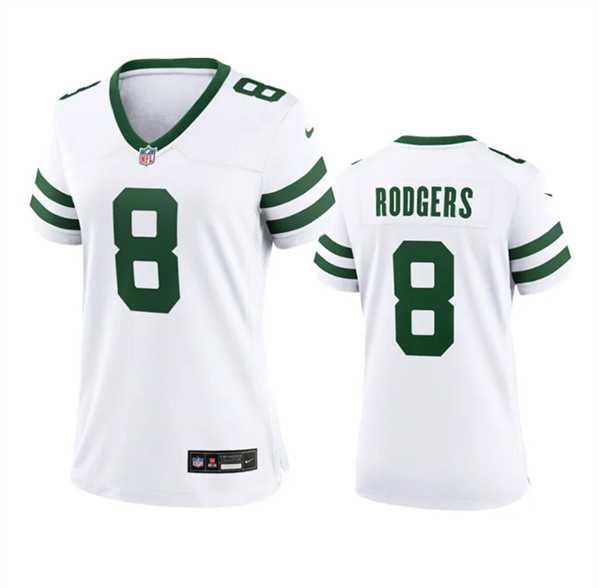 Womens New York Jets #8 Aaron Rodgers White 2024 Stitched Jersey Dzhi